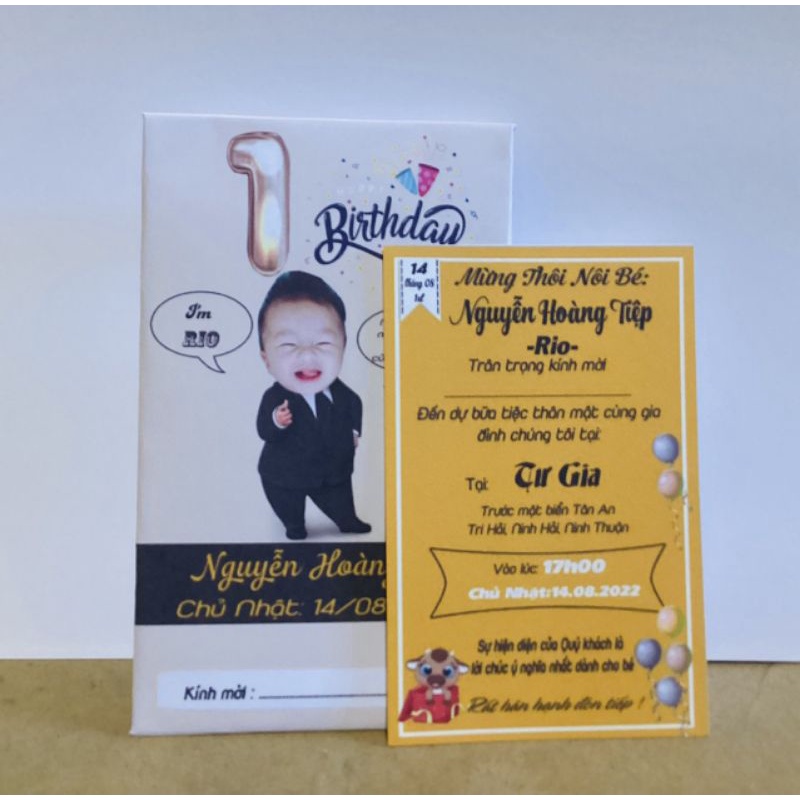 Thiệp mời THÔI NÔI, Sinh Nhật, Đầy Tháng cho bé TRAI.
