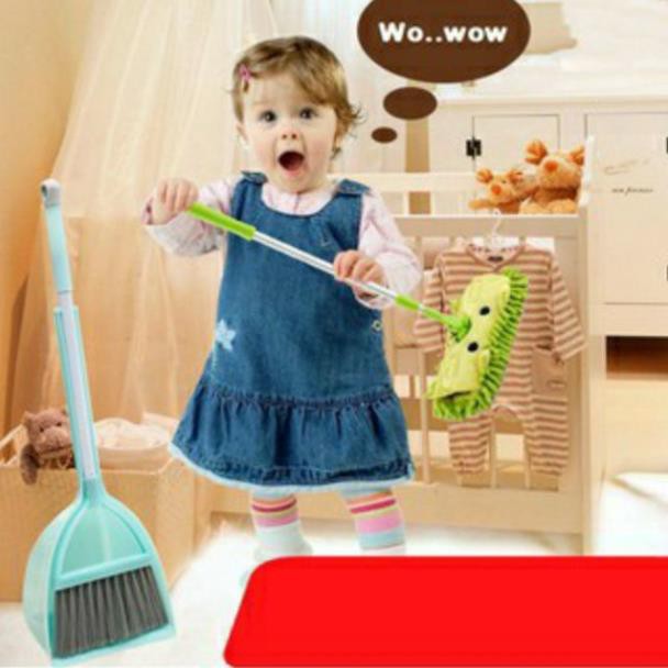 SET 3 SẢN PHẨM Bộ chổi + cây lau cho bé tập làm việc nhà