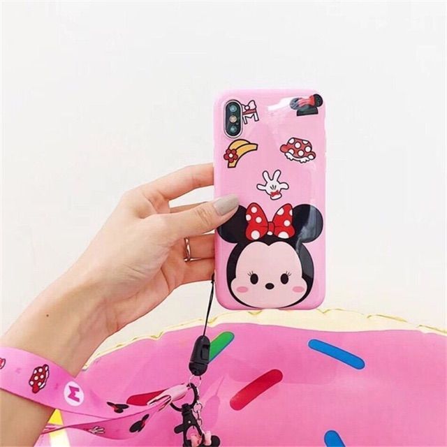 Ốp iPhone Tsum Hoạt Hình Kèm Dây Đeo X/Xs Max/7plus/8plus/6plus