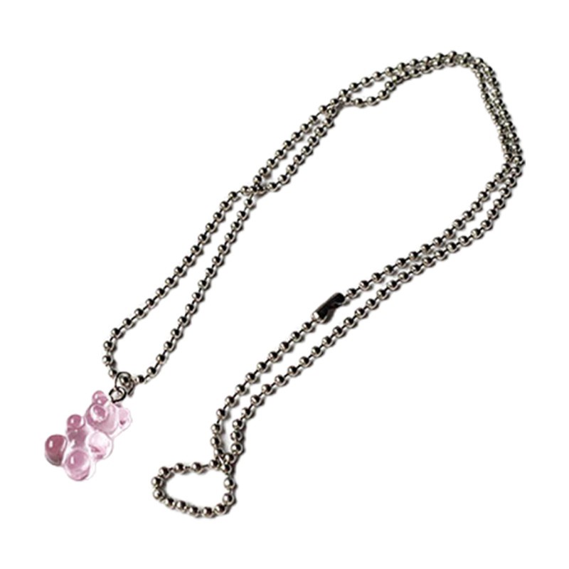 vòng cổ Mặt Hình Gấu Gummy Hoạt Hình Bằng Nhựa Resin Màu Kẹo Cho Nữ