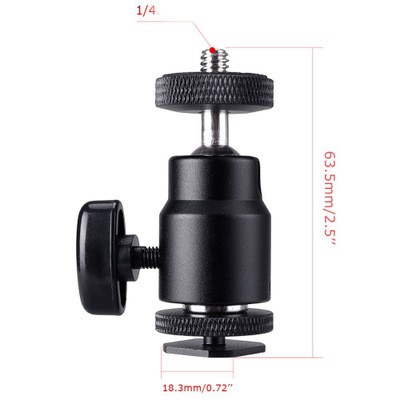 ❤️ HOTSALE ❤️ Ball head PTZ LỖ REN 1'4 XOAY 360 gắn Tripod, gậy selfie ... (ĐEN)