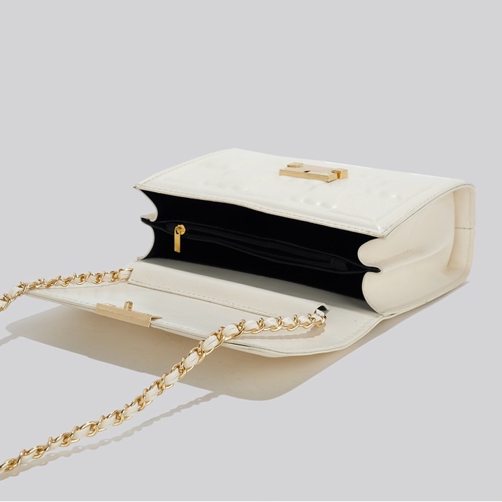 🌸Hàng Order🌸 Túi Xách Nữ CEEKAY Da Trơn Dập Vân Nổi Nắp Gài Quai Da Phối Xích Quả Lắc Sang Chảnh Nữ Tính🌸Hàng Quảng Châu