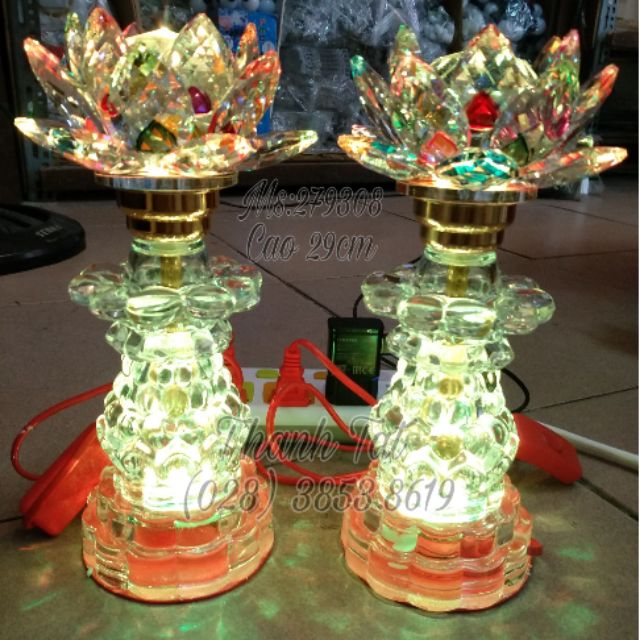 Bộ Đèn Thờ Sen Pha Lê Cao Cấp 279308