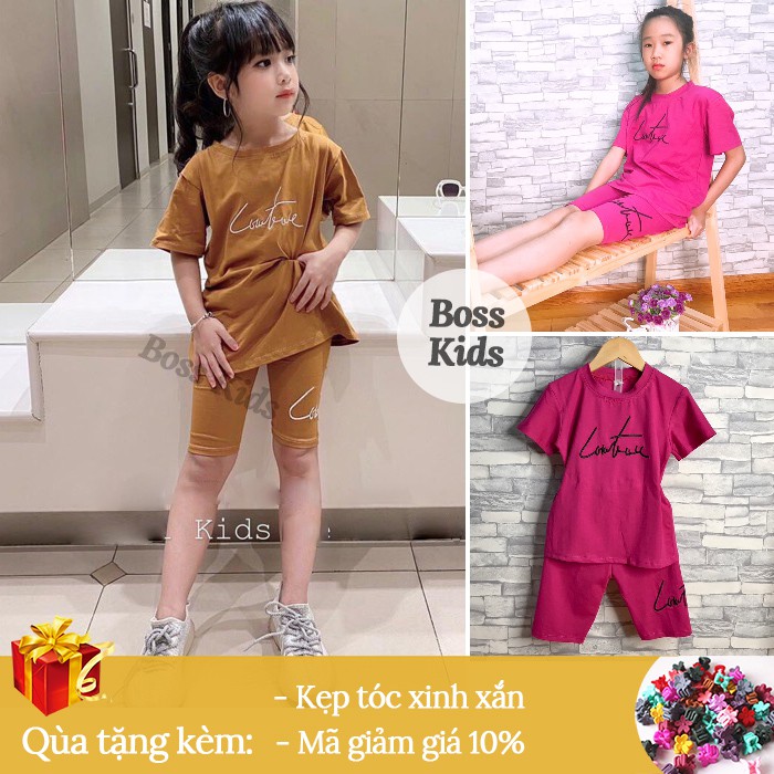 Set bộ chữ kí quần lửng cho bé gái  ❤️ FREESHIP ❤️ Giảm 10K Nhập [QUANAOTREEM] Bộ cotton thêu chữ kí cho bé