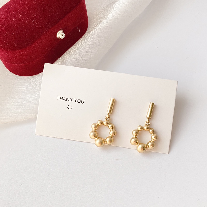 Khuyên tai kẹp không bấm lỗ chốt cố định K036 bằng hợp kim mạ vàng hình tròn dáng midi Leous Accessories