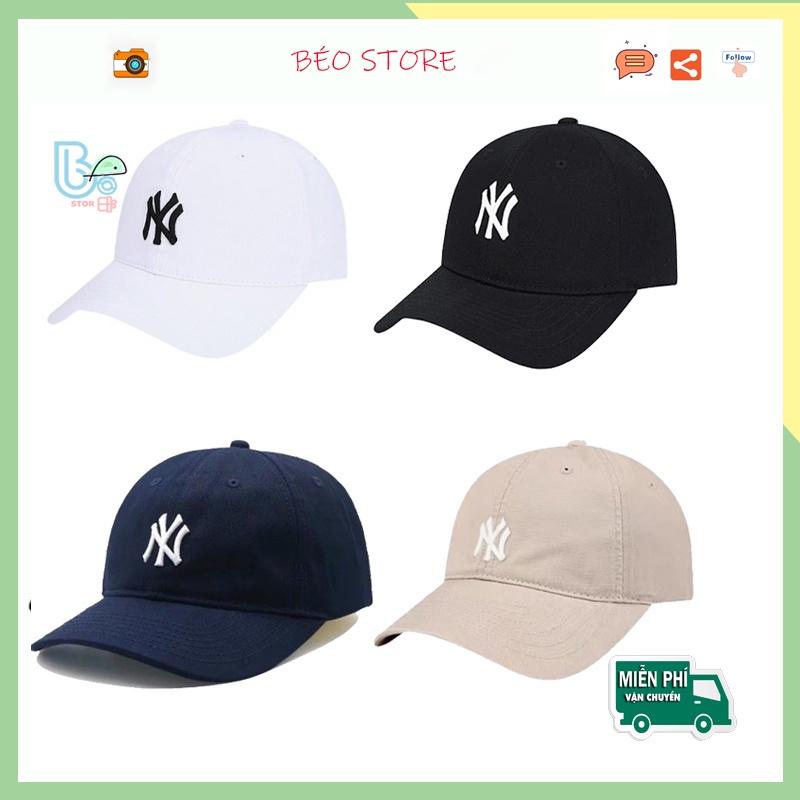 Nón kết nam nữ thêu chữ NY, mũ lưỡi trai phong cách trẻ trung màu đen, trắng, xanh, be LT6 Xịn