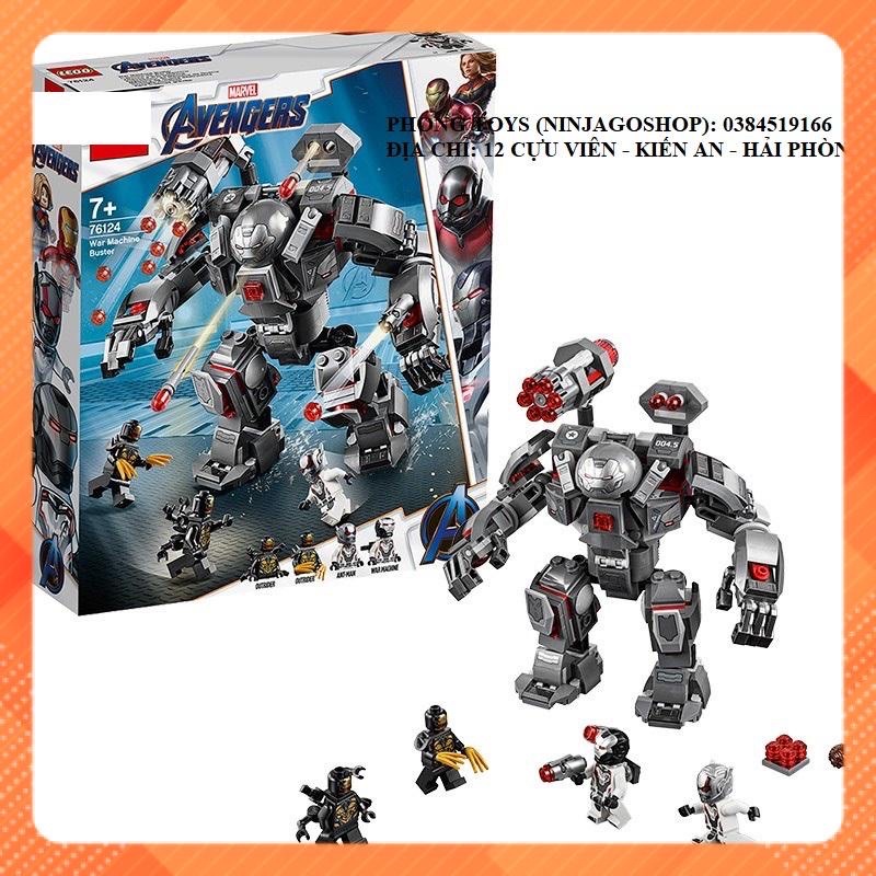 Lắp ráp xếp hình MARVEL SUPER HEROES 76124 SX 4012 : BỘ GIÁP WAR MACHINE BUSTER 405 mảnh