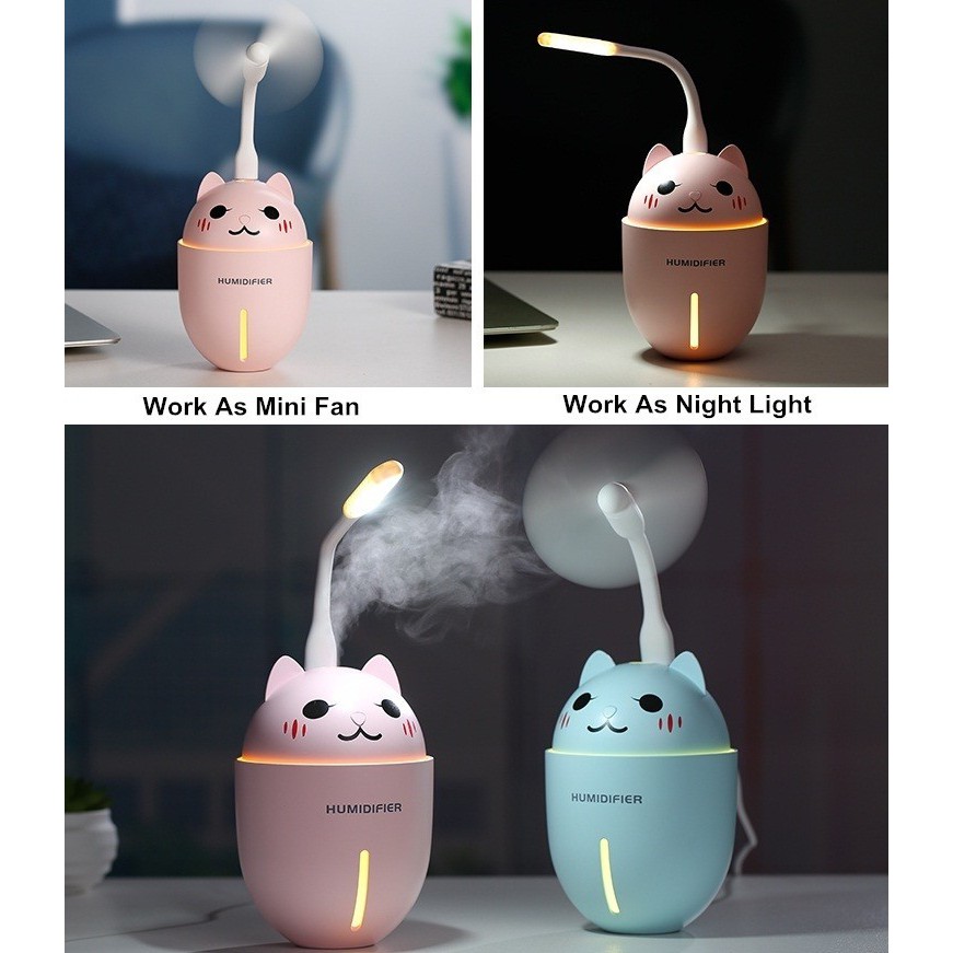 [FREE SHIP] Máy Phun Sương Tạo Ẩm Tiện Ích Kiêm Đèn Ngủ Và Quạt Mát 3 in 1