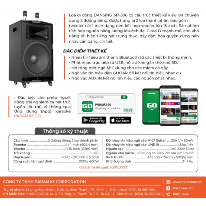 LOA KÉO PARAMAX DANSING MT-396