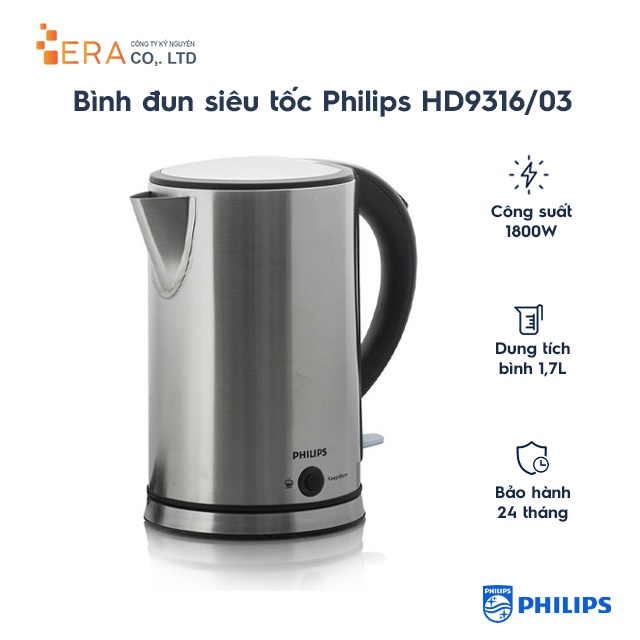 [Mã ELHADEV giảm 4% đơn 300K] Bình đun siêu tốc Philiips HD9316