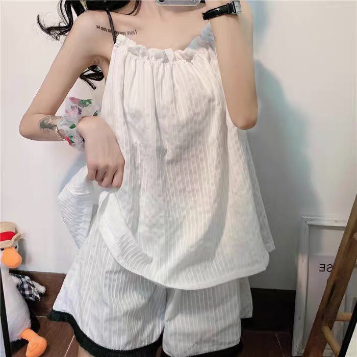 🌵🌵[HàngCaoCấpLoại1]🌵🌵 Bộ Đồ Ngủ 2 Dây Đũi Trắng🌵🌵[RẺ VÔ ĐỊCH]🌵🌵  Siêu Mát, Cute, Thoải Mái Diện Nhà,