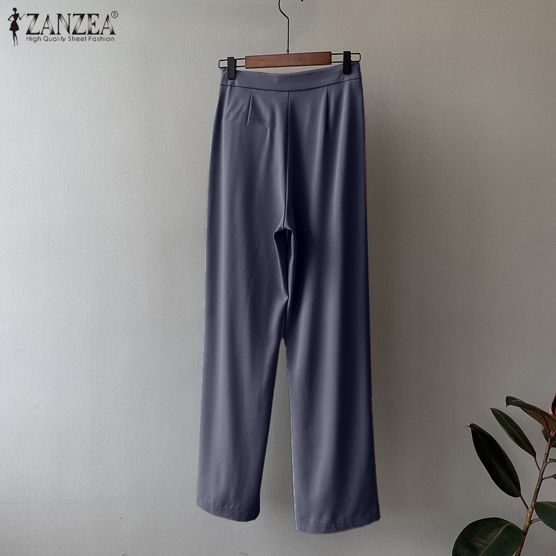 Quần Zanzea dài ống rộng phối nút thời trang cho nữ
