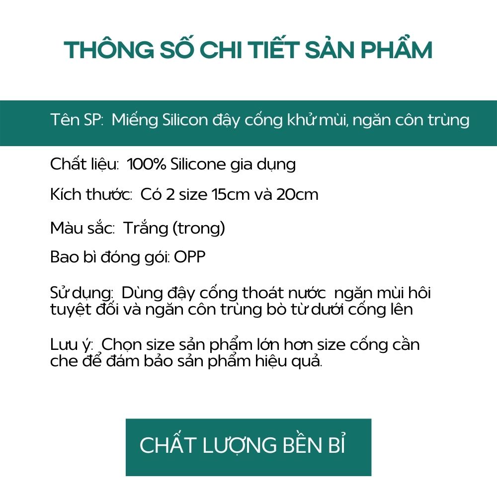 Miếng silicon khử mùi cống thoát nước, ngăn mùi hôi hoàn toàn, ngăn côn trùng bò từ dưới cống lên KT 20cm