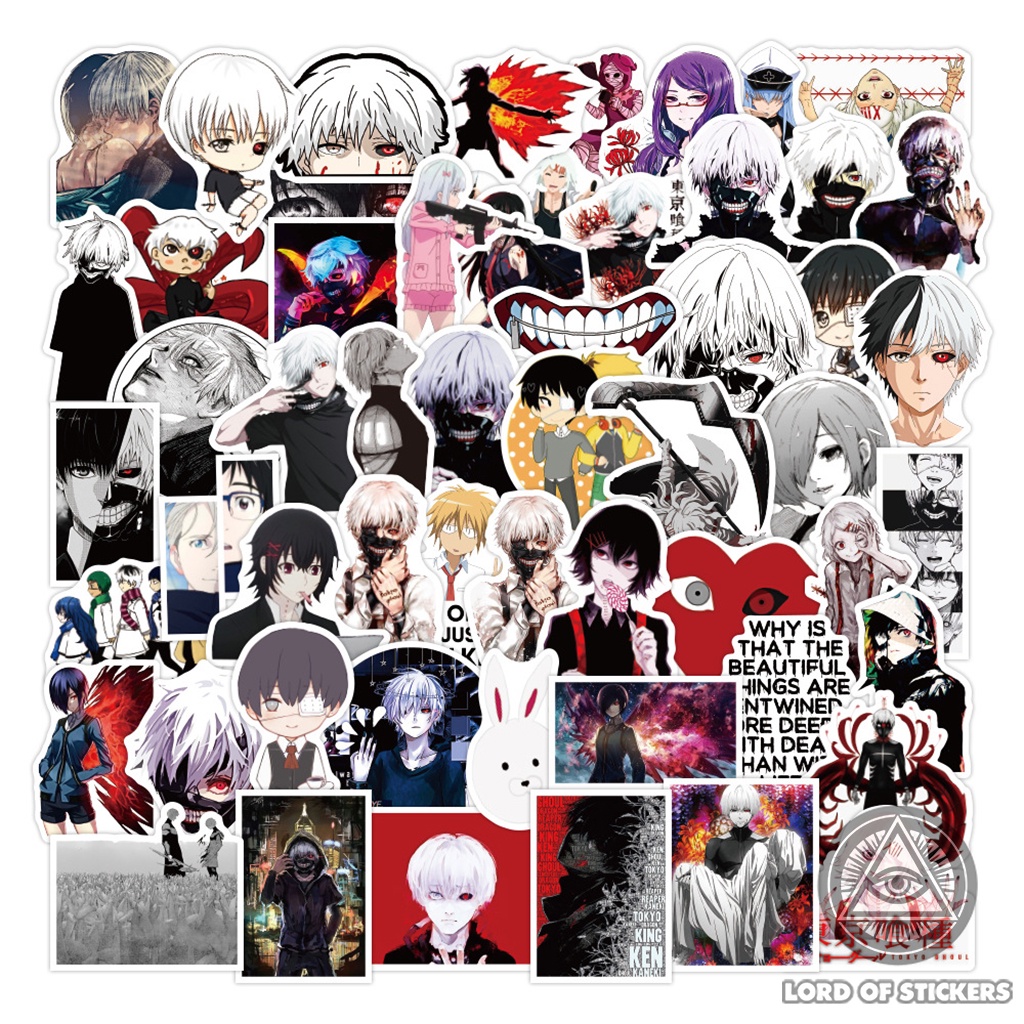 Set 100 Nhãn Dán Tokyo Ghoul Sticker Anime Manga Chống Thấm Nước Trang Trí Mũ Nón Bảo Hiểm, Ván Trượt, Laptop, Vali, Sổ