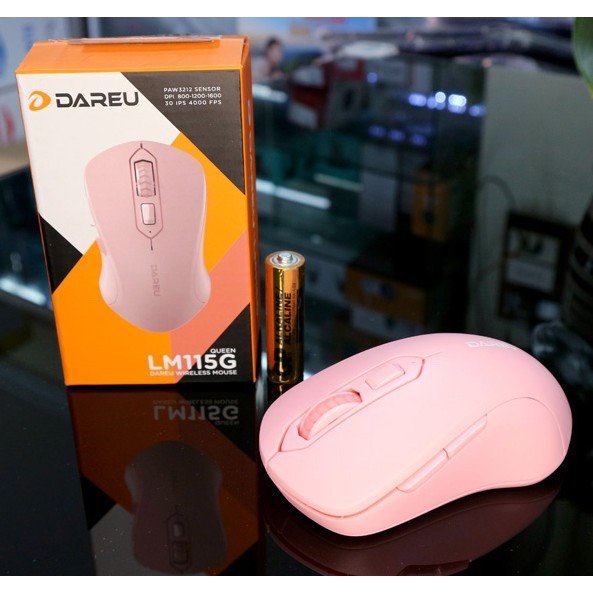 Chuột Laptop Chuột Máy Tính Không Dây DAREU LM115G 2 Màu Pink/Black - BẢO HÀNH 24 THÁNG LỖI 1 ĐỔI 1