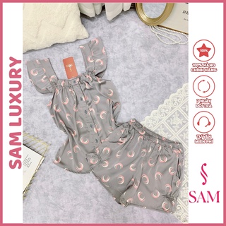 Bộ mặc nhà đùi lụa Sam luxury, lụa mềm mịn mát cao cấp