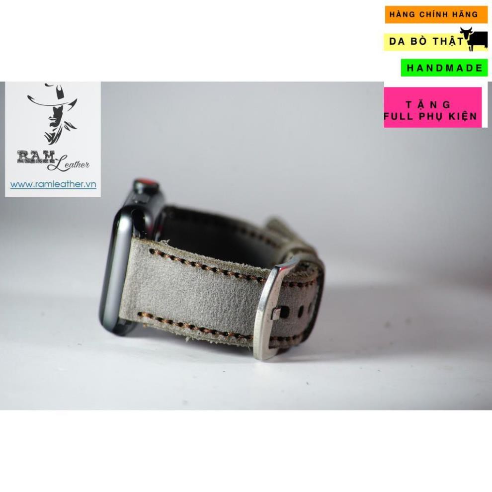 Dây đồng hồ da bò RAM CLASSIC 1939 Sang trọng (màu đồng phục Lục quân Đức) - HANDMADE (TẶNG KHÓA + CHỐT + CÂY THAY DÂY)
