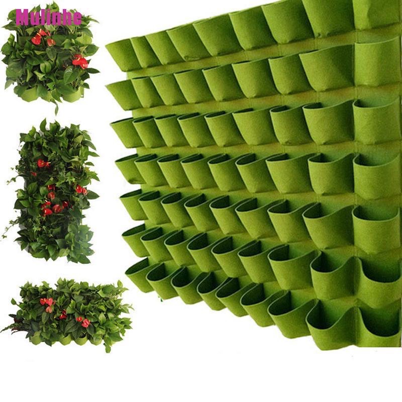 Túi trồng cây treo tường 64 hốc, Túi làm vườn tường trang trí, Túi trồng Rau, Hoa, Cây cảnh