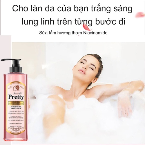 Sữa tắm trắng da Sữa tắm cho bé Chứa niacinamide làm trắng hiệu quả giữ ẩm lâu dài loại bỏ da gà 800ML