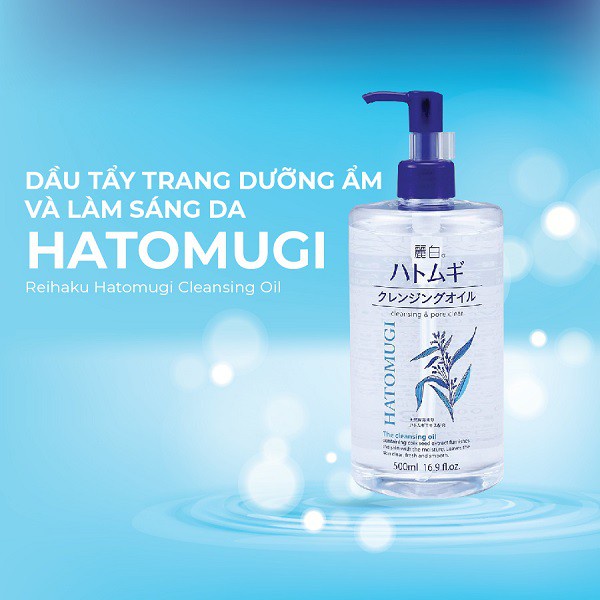 Dầu tẩy trang dưỡng ẩm, sáng da Reihaku Hatomugi The Cleansing Oil 500ml - Hecca Cosmetics &amp; Beauty