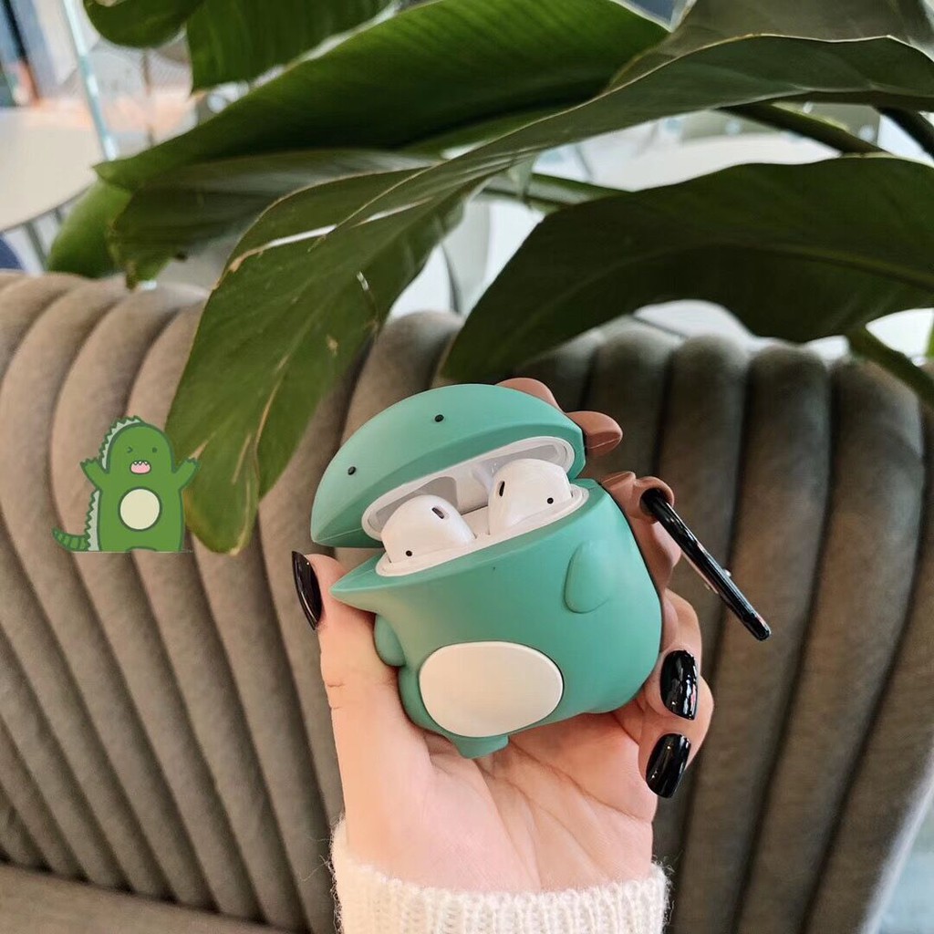 Cute 3D dinosaur airpods case soft silicone protective cover for airpods 1 2 wireless bluetooth earphone