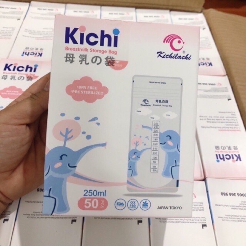 Hộp 50 túi trữ sữa Chikilachi 250ml có vòi, không vòi