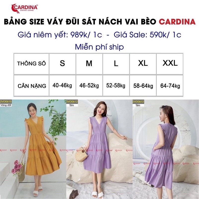 Váy Đũi  Sát Nách Vai Bèo 𝐂𝐀𝐑𝐃𝐈𝐍𝐀 KIểu Dáng Nhẹ Nhàng Nữ Tính 2VD06