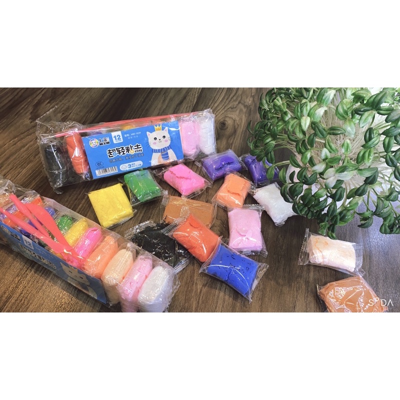 Đất Sét Tự Khô, Đất Nặn An Toàn Cho Bé Set 12Màu Kèm Dụng Cụ , Đất Sét Tự Khô An Toàn Cho Bé