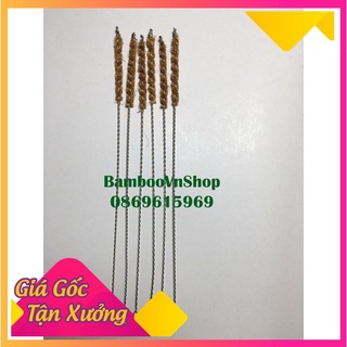 100 Que cọ ống hút tre- que cọ xơ dừa.
