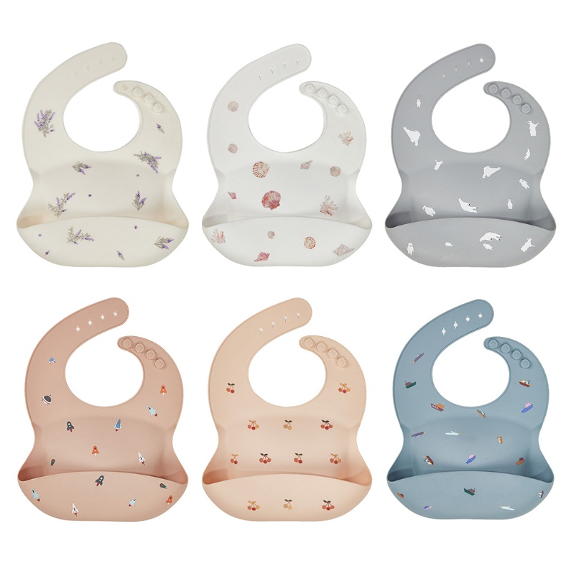 Yếm Ăn Silicone Cấp Thực Phẩm Chống Thấm Nước Có Thể Điều Chỉnh Cho Bé
