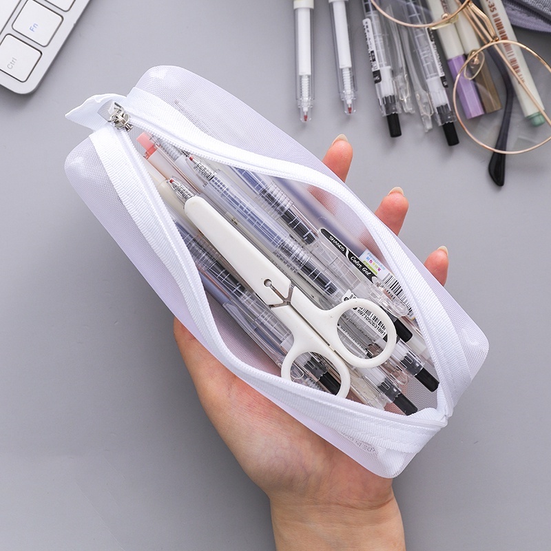 Túi đựng bút chì trong suốt phong cách MUJI INS đơn giản cho trường học/văn phòng