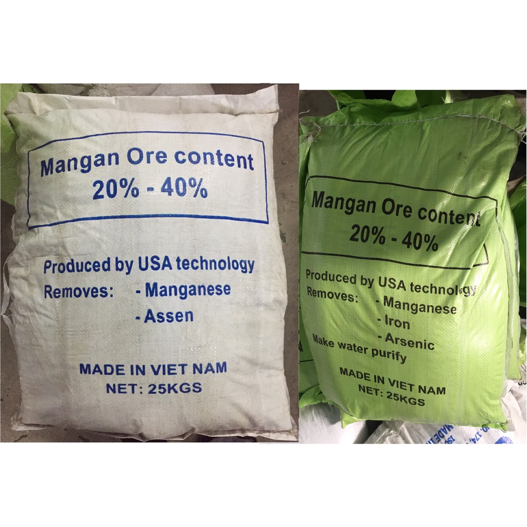 Quặng mangan lọc nước khử sắt , asen ( Bao 25kg)