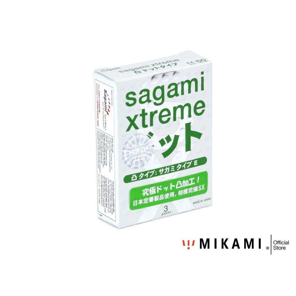 Hộp 3c Bao cao su Gai Bi SAGAMI XTREME WHITE - Xuất Xứ Nhật Bản