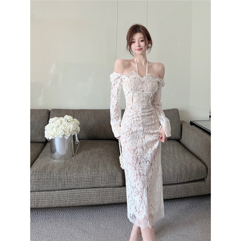 Áo Thun Tay Dài Một Bên Cổ Cao Vừa Vặn Ôm Dáng Gợi Cảm Phong Cách Hàn Quốc