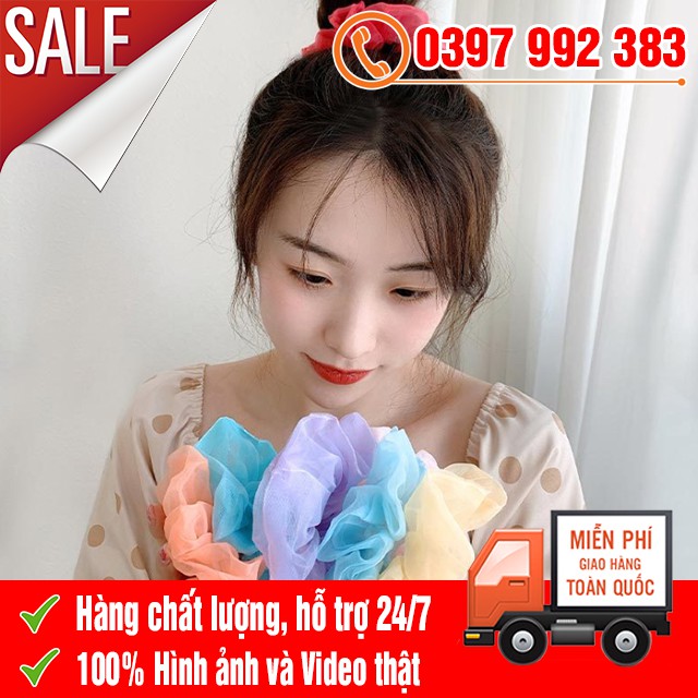 [SALE SỈ] Cột Tóc Vải Scrunchies - Dây Buộc Tóc Vải Các Màu Loại Voan Kính