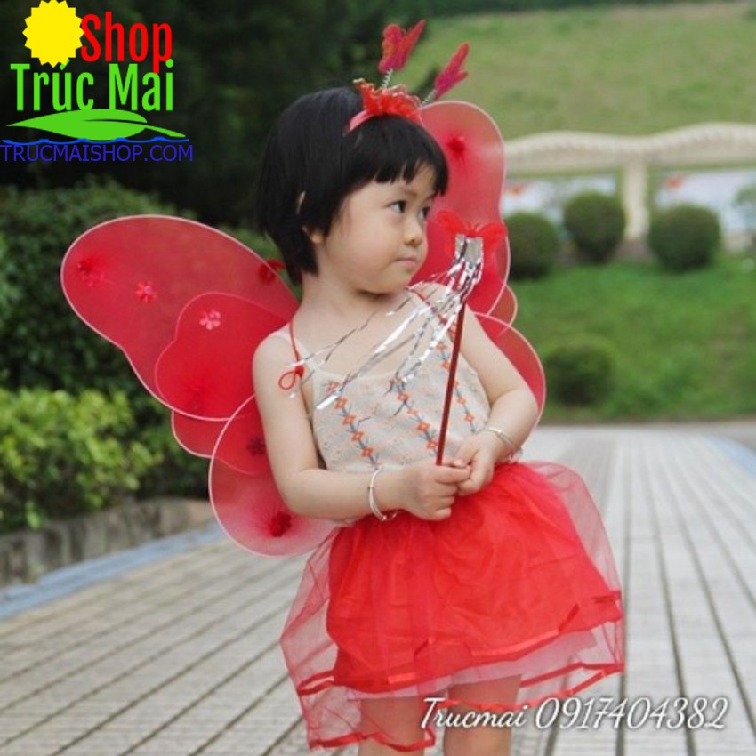 combo bộ cánh bướm cho bé và gậy phát sáng đồ chơi trung thu