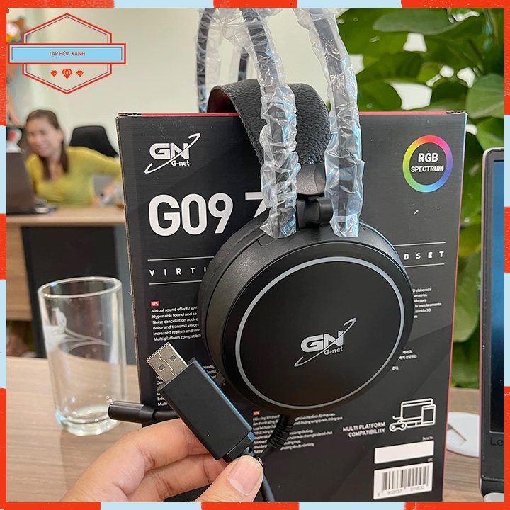 Tai Nghe Máy Vi Tính Laptop PC GNET G09 USB 7.1 Úp Tai  Có Mic Gaming Headphone Nghe Nhạc Led RGB