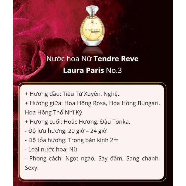 Nước Hoa Nam Nữ Cao Cấp Chính Hãng Laura Paris từ PHÁP, Hương Thơm Lâu Cuốn Hút, Lưu Hương 24H, 100ML