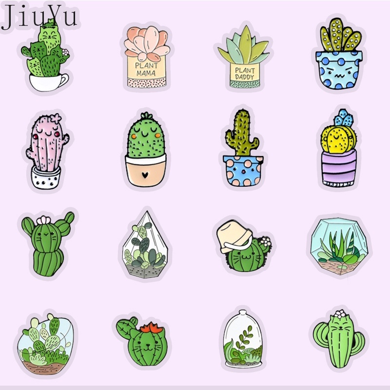 Ghim Cài Áo Tráng Men Hình Chậu Cây Xương Rồng Hoạt Hình Dễ Thương Làm Quà Tặng Cho Bạn Bè Nghệ Thuật Desig