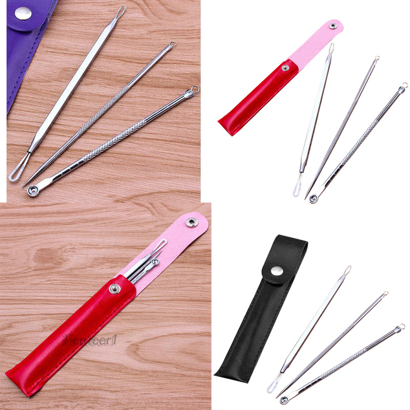 [Fenteer1] Dụng Cụ Nặn Mụn Đầu Đen 3 Phong Cách Hữu Ích Kèm Hộp Đựng