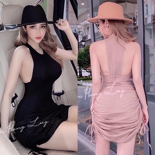 Đầm body ba lỗ nhúng rút dây