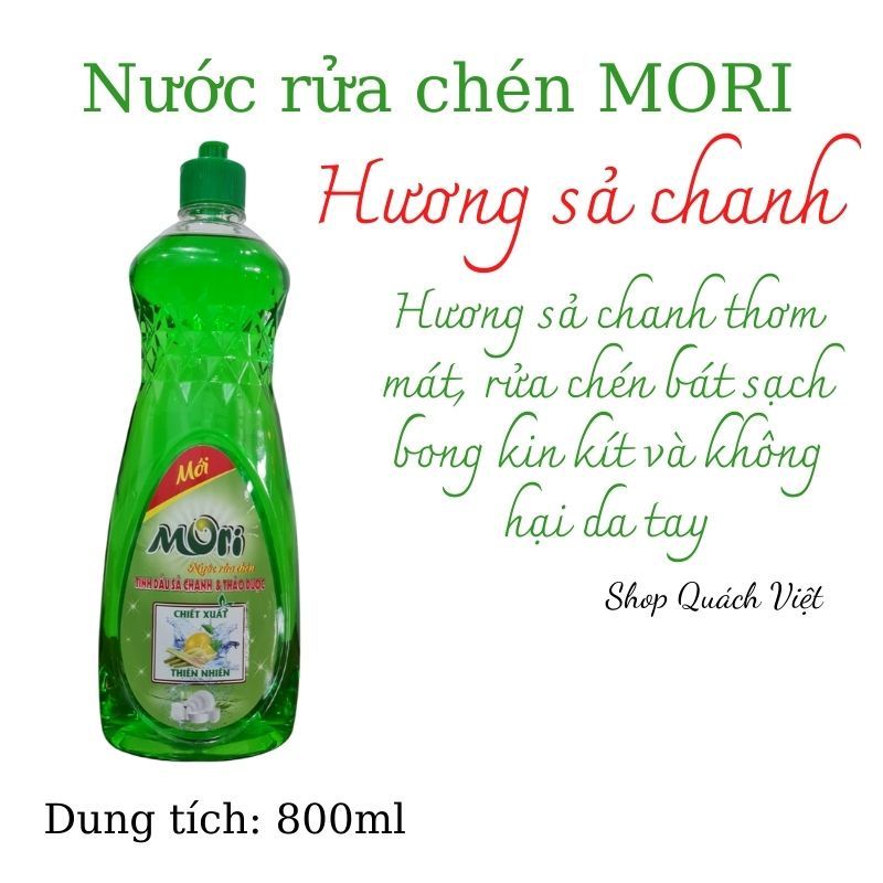 Nước rửa chén MORI, hương quế/ hương sả chanh, thùng 4 can x 4L