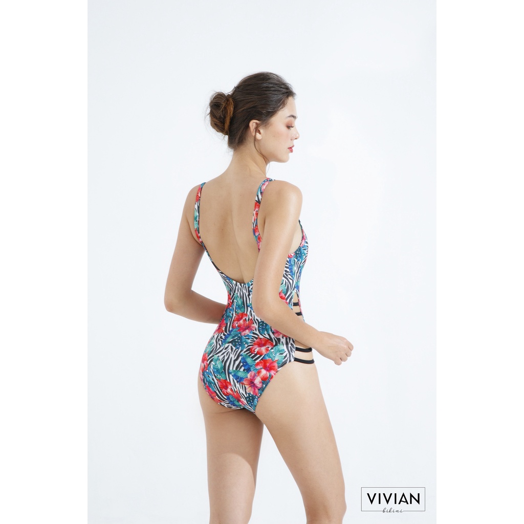 Đồ bơi nữ cao cấp 𝐕𝐈𝐕𝐈𝐀𝐍 dạng một mảnh phối dây tạo dáng - Floral - VS130_FLO