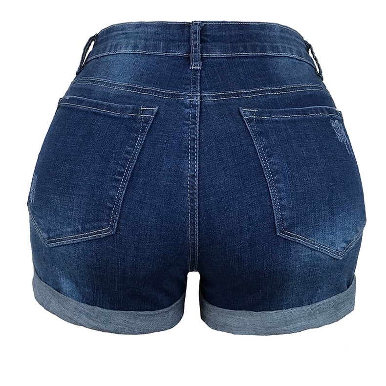 Quần Short Denim Lưng Cao Phối Nút Thời Trang Đường Phố Cá Tính Cho Nữ