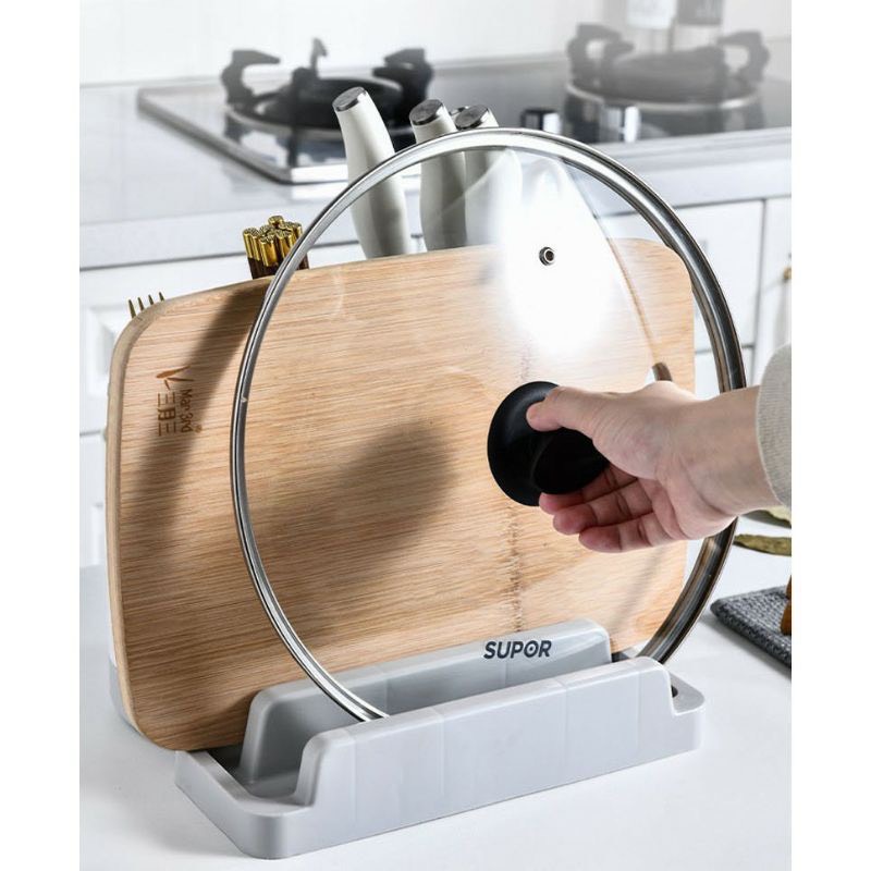 Ống đựng đũa giá cắm dao kệ gài thìa muỗm úp nắp vung nồi hộp nhựa có khay để thớt hứng nước thông minh