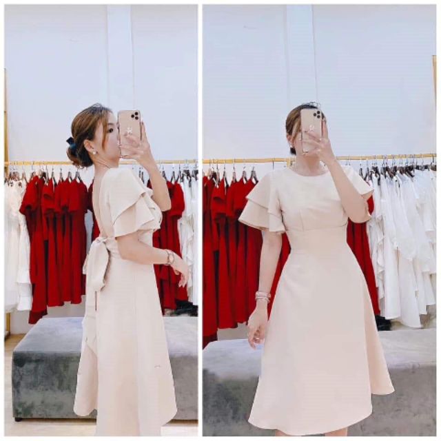 Đầm dạo phố bèo cánh tiên nơ sau