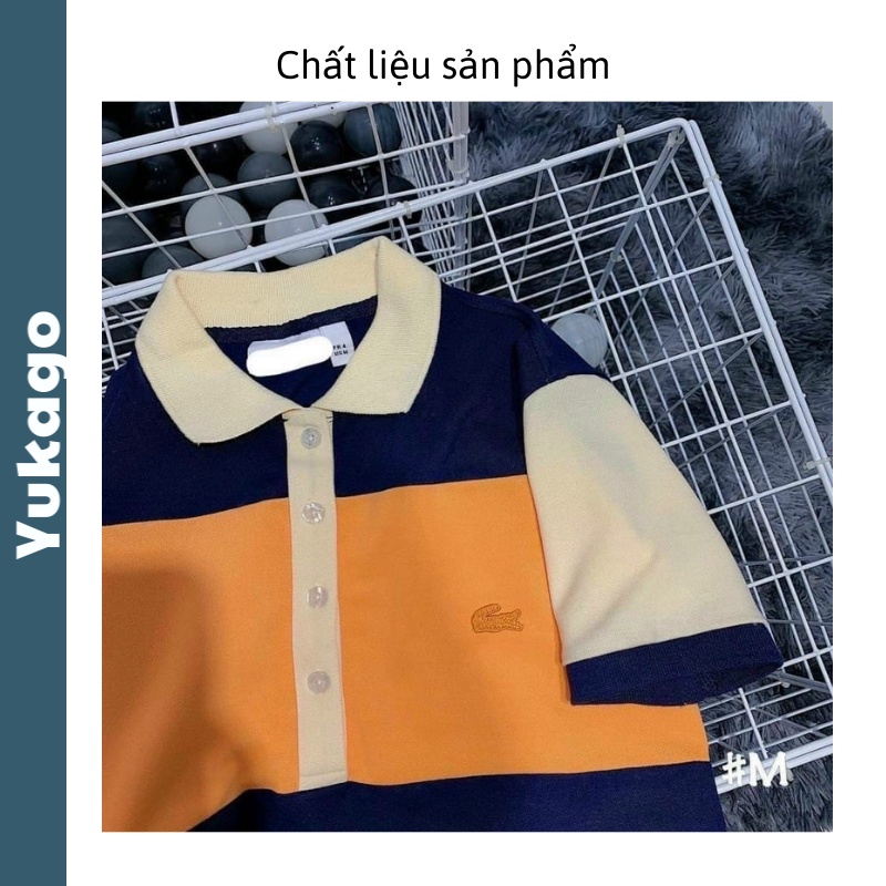 Áo thun nữ dáng polo LA.COS phối than da cam Yukago