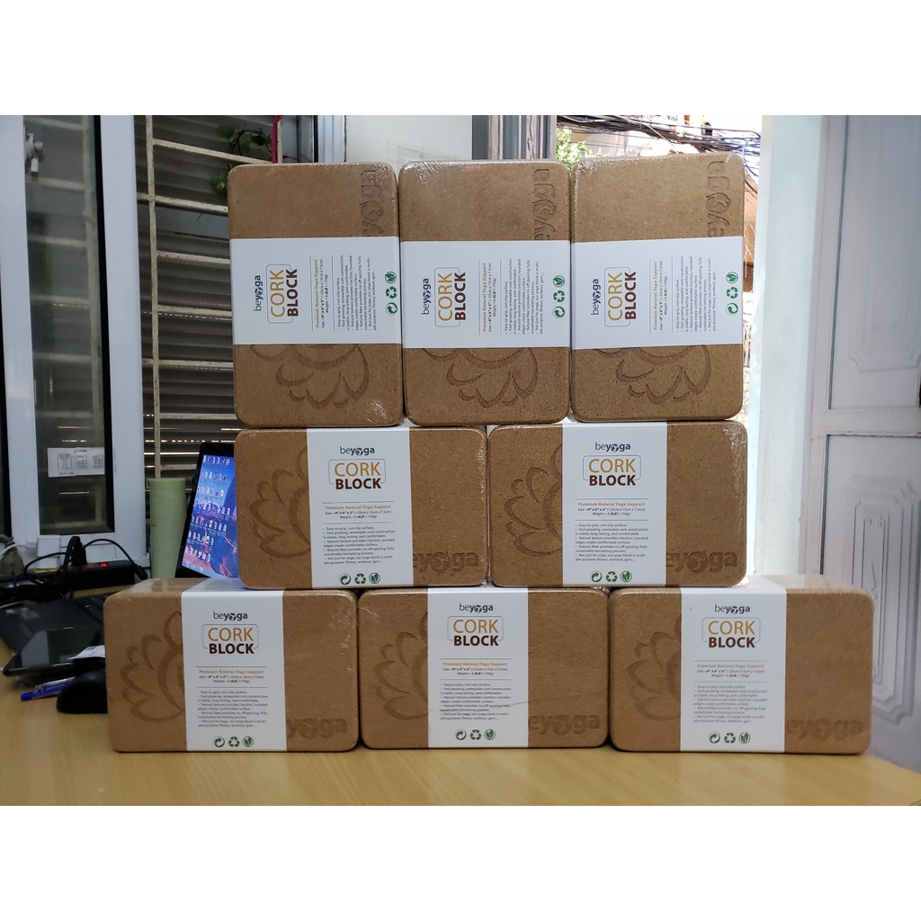 Gạch Tập Yoga Cao Cấp, Nhập Khẩu Đài Loan, Chất Liệu Vỏ Sồi, Đàn Hồi, Chịu Nước, 7,5cm, Hãng beYoga
