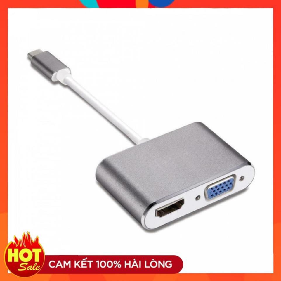 [Chính Hãng] Bộ chia bộ chuyển USB 3.1 USB C Type C sang HDMI và VGA ( HDMI + VGA )