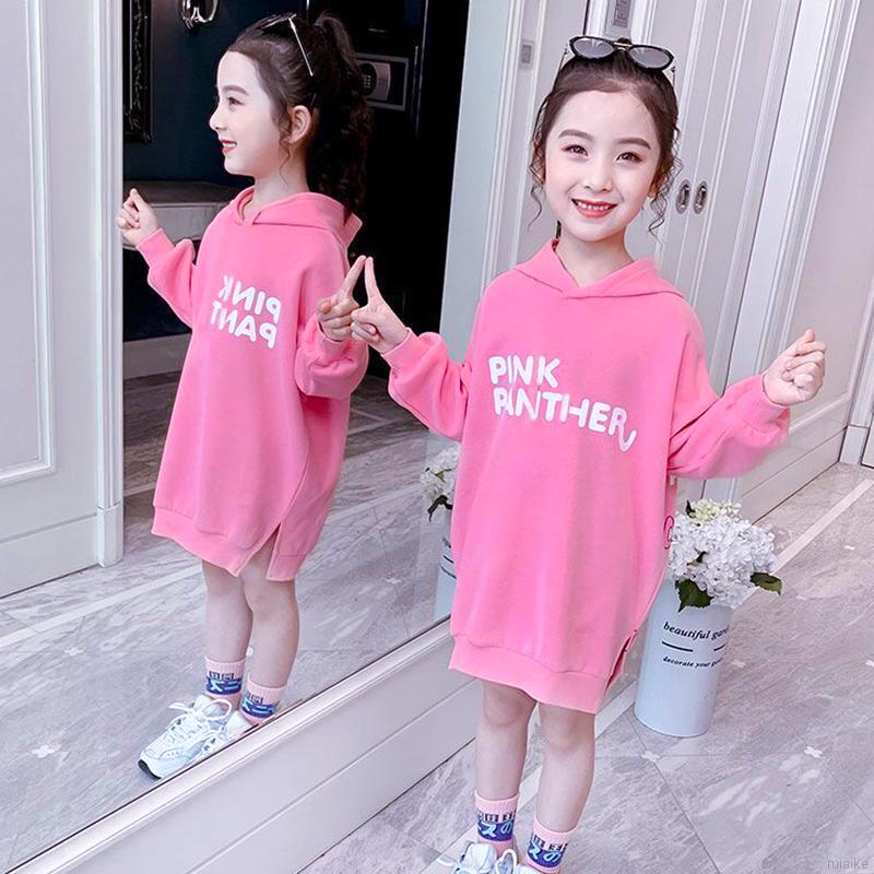 Áo Hoodies Có Nón Dài Tay In Chữ Thời Trang Cho Bé Gái 4-9 Tuổi